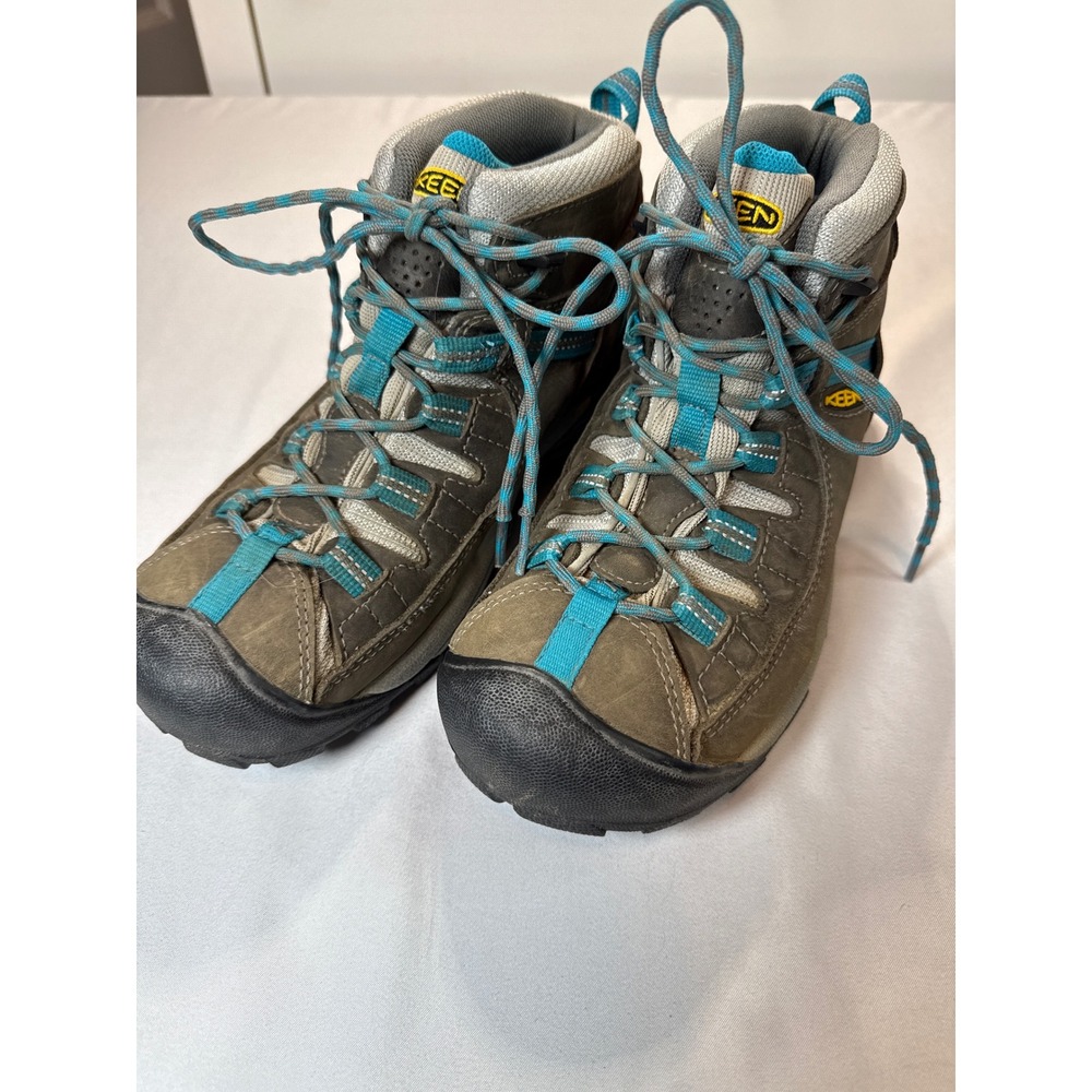 KEEN Targhee II Mid Waterproof Hiking Boots Brown Teal Womens 8.5 1010137